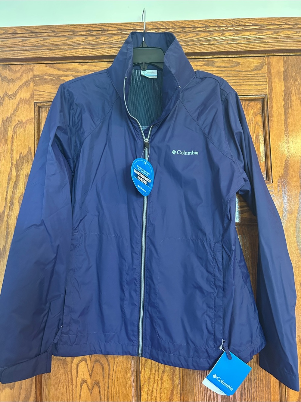 NWT Columbia Ladies Navy Blue Packable Rain Jacket Size XL